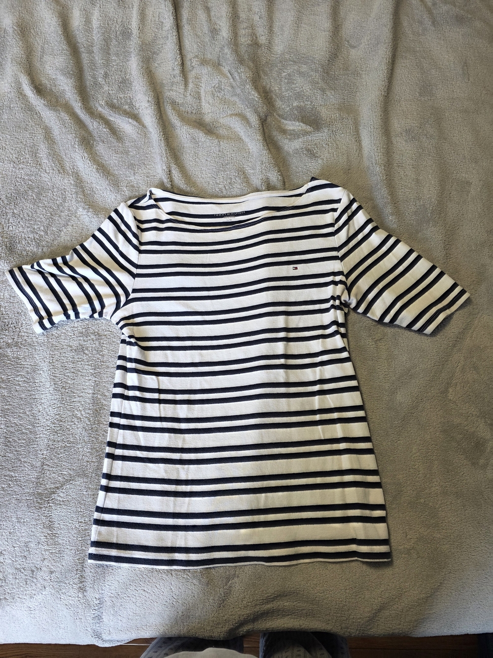 Tommy Hilfiger Navy and White Striped Top